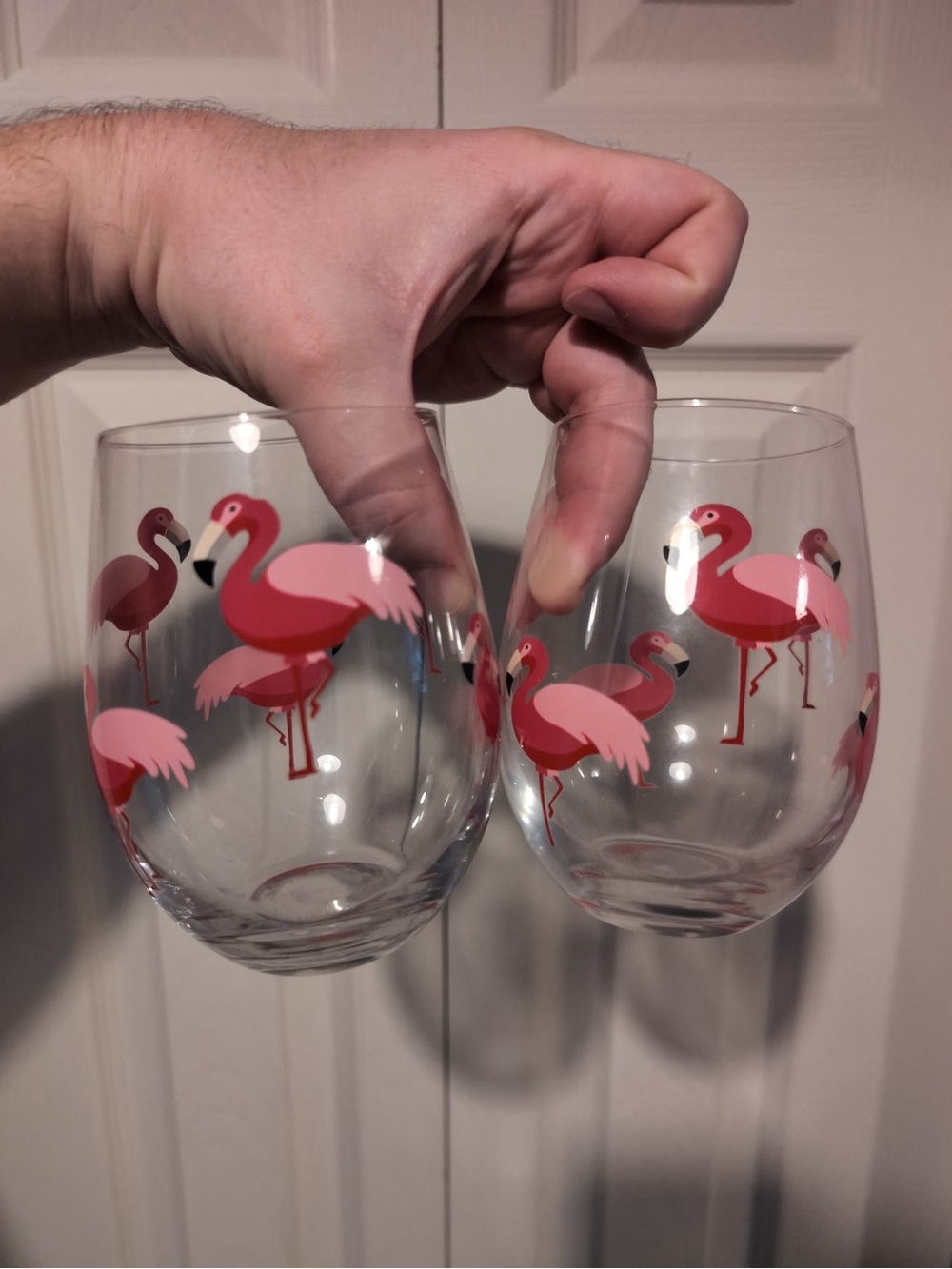 Pink Flamingo Stemless Wine Glasses - Set of 2